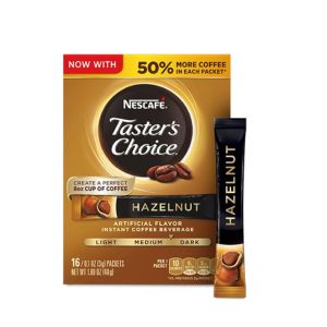 Nescafé, Taster's Choice, Instant Coffee Beverage, Hazelnut, 16 Packets, 0.1 oz (3 g) Each - 2pc