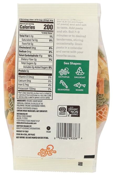 365 by Whole Foods Market, Pasta Sea Shapes Tri Color Organic, 8.8 Ounce (Pack of 2)