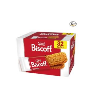 Biscof Premium Belgian Shortbread Cookies – Caramelized Cinnamon Flavor – Tea & Coffee Snack, Ice Cream Topping, Party Treat, Office Snack, Holiday Gift – 32 Packs (2 Cookies Each)