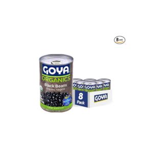 Goya Foods Organic Black Beans, Low Sodium with Sea Salt, 15.5 Ounce (Pack of 8)