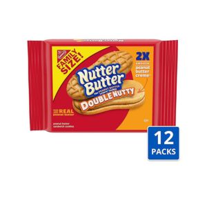 Nutter Butter Double Nutty Peanut Butter Sandwich Cookies, Family Size, 12-15.27 oz Packs